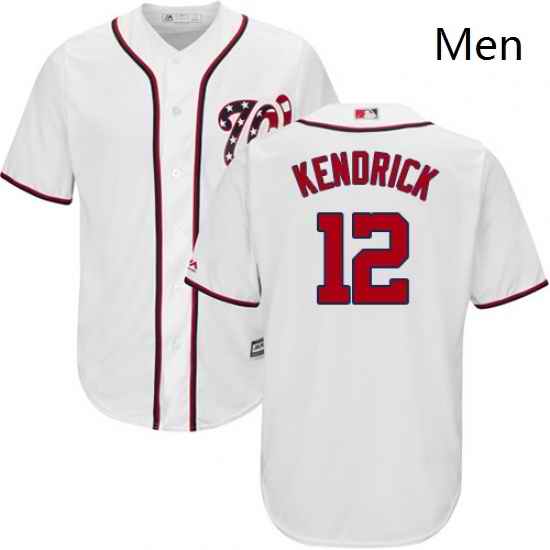 Mens Majestic Washington Nationals 12 Howie Kendrick Replica White Home Cool Base MLB Jersey